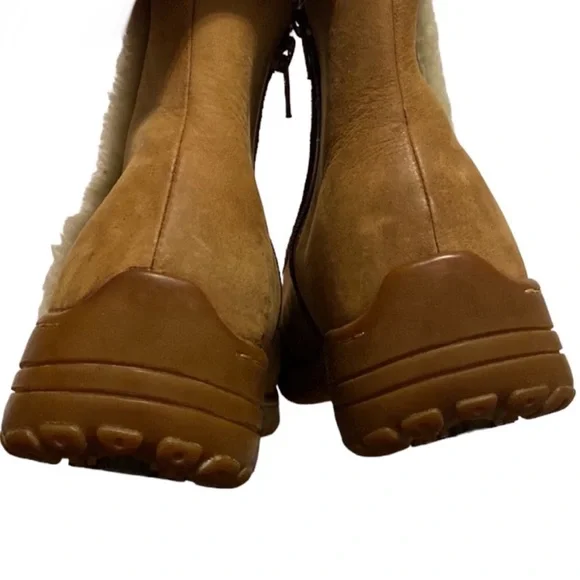 Sofft Tan Nubuck Shearling Trimmed Ankle Boots Size 8.5 - Picture 5 of 16